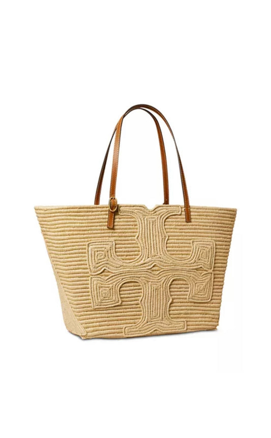 Tory Burch Large Ella Handwoven Raffia Tote
