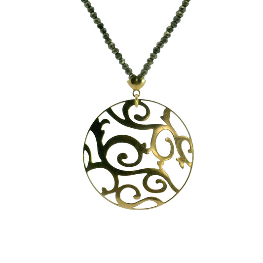 Mattioli Pyrite Beaded Lattice Pendant Necklace