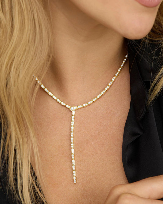 Melinda Maria Pavé Serpent Lariat Necklace