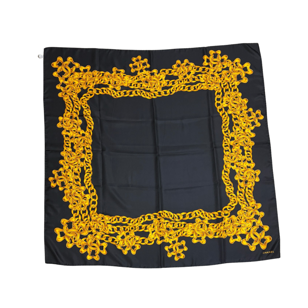 Chanel Black Clover Chain Scarf