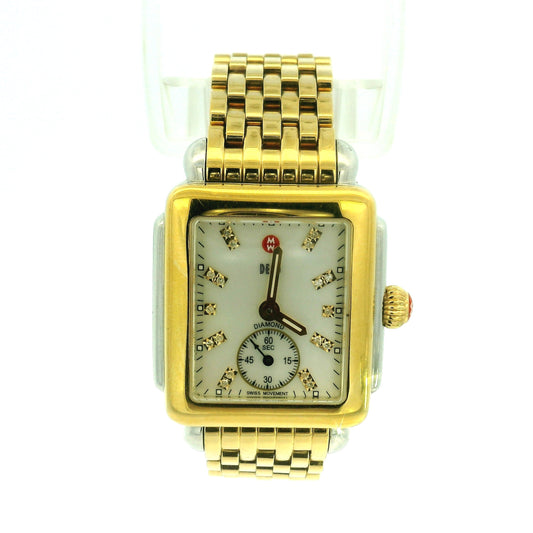 Michele Yellow Gold Diamond Deco Watch