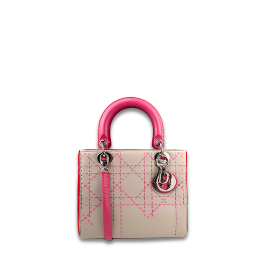 Dior Tricolor Lambskin Microcannage Medium Lady Dior