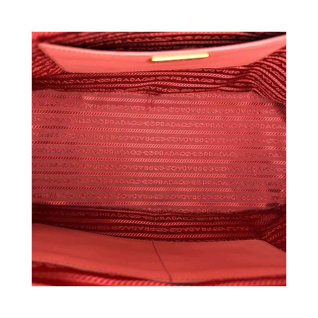Prada Coral Saffiano Large Double Zip Galleria