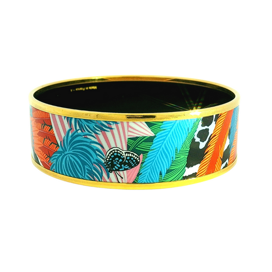 Hermès Wide Feather Leopard Bangle