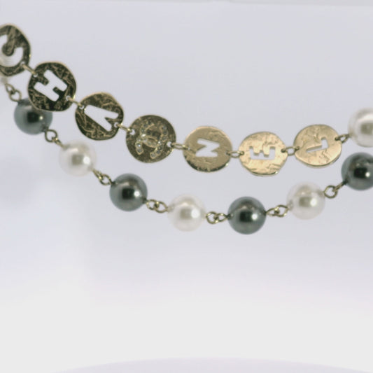 Chanel Pearl Logo Long Strand Necklace