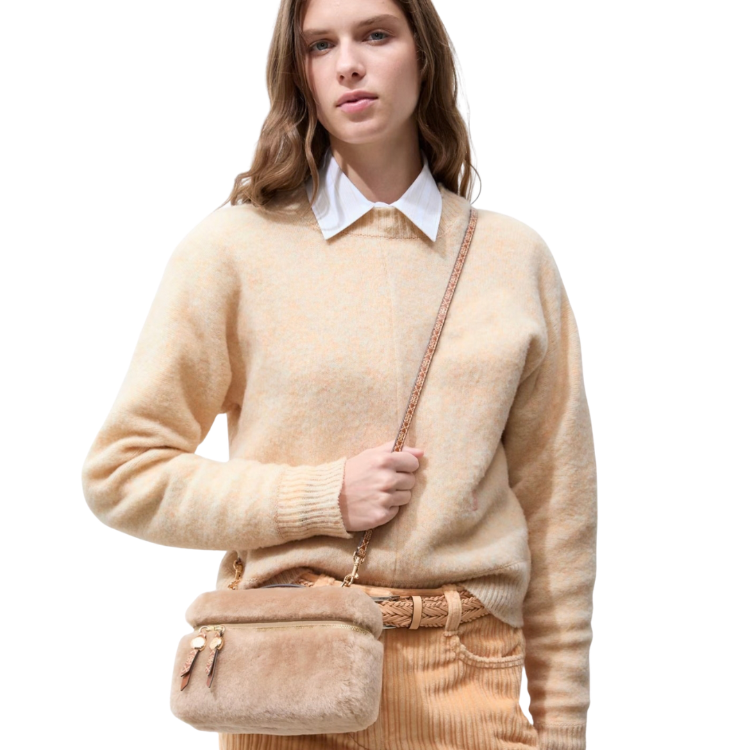 Tory Burch Romy Shearling Slim Top Handle