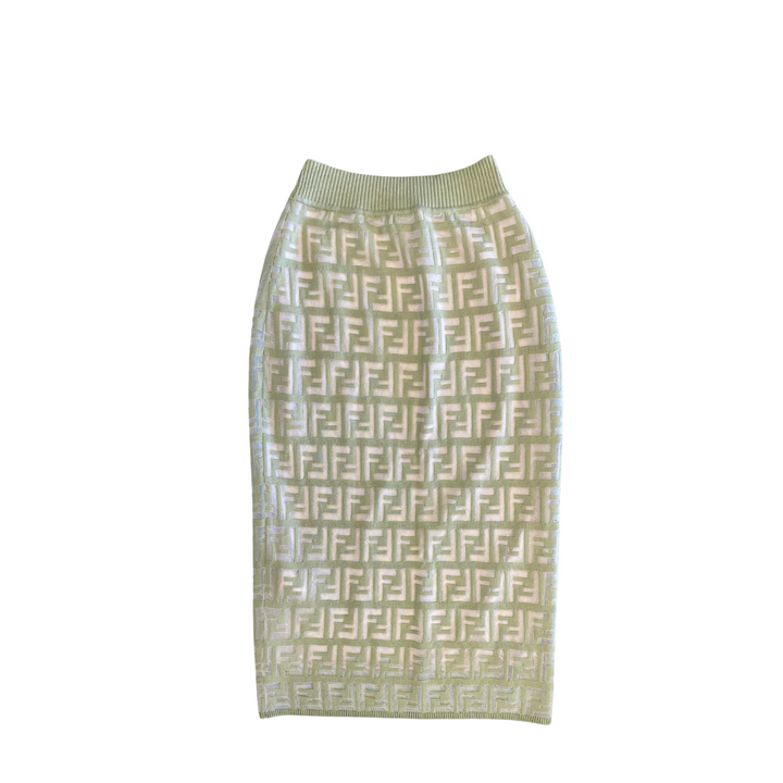 Fendi FF Green Knit Midi Skirt | Lola Saratoga