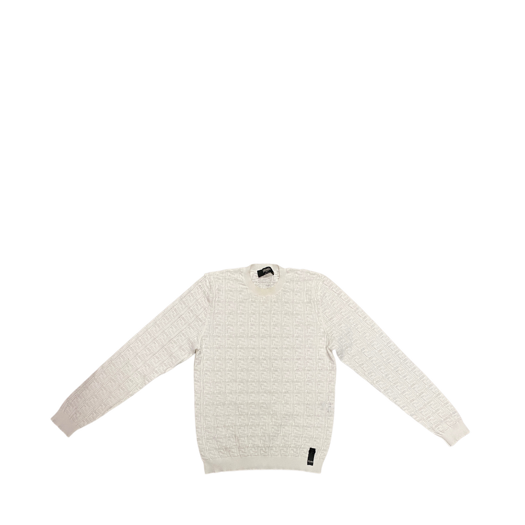 Fendi White Textured Knit Sweater | Lola Saratoga