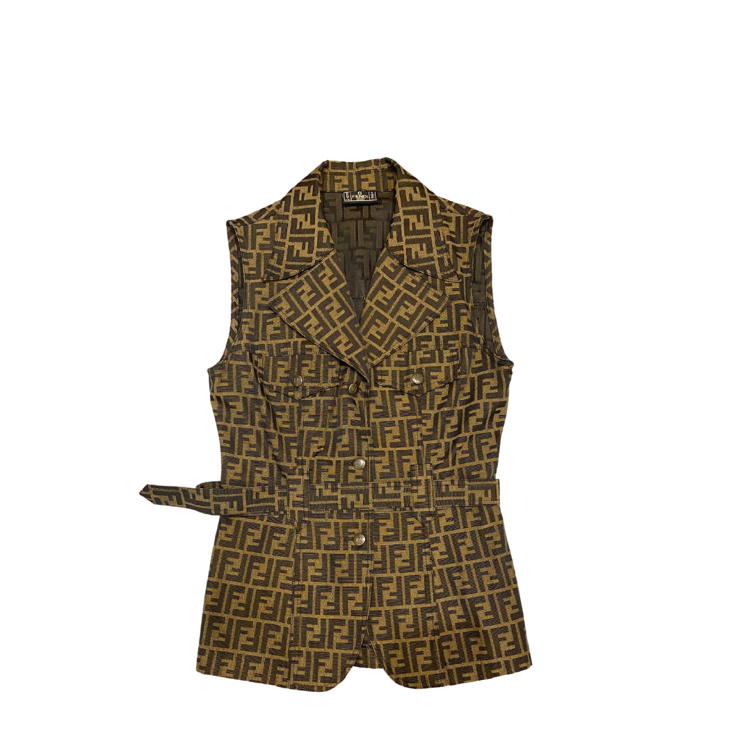 Fendi Zucca Belted Vest | Lola Saratoga