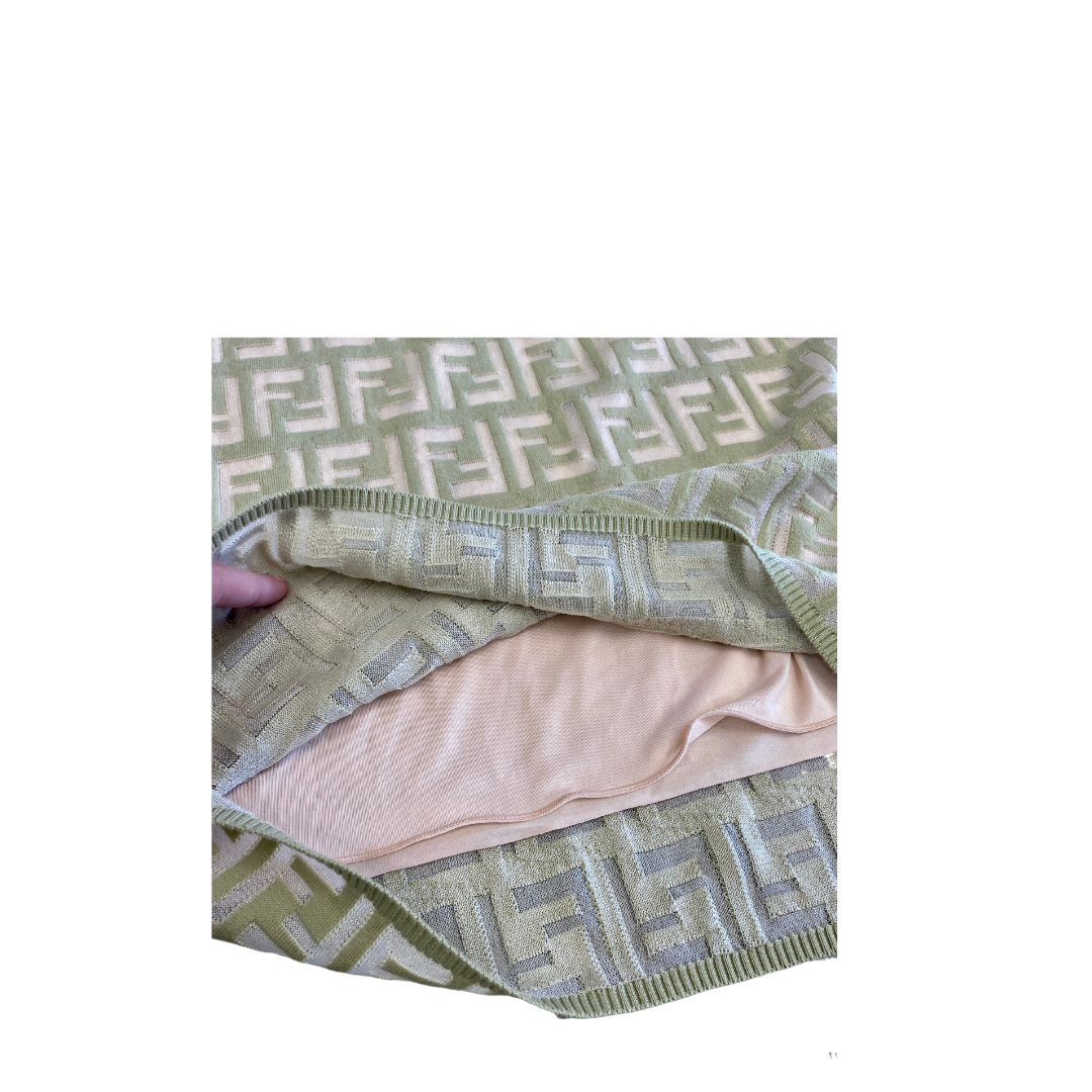 Fendi FF Green Knit Midi Skirt Lola Saratoga