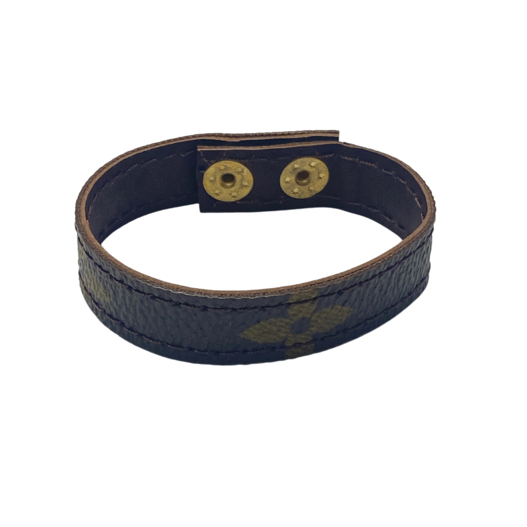 $33 Repurposed Louis Vuitton brown leather cuff. LV bracelet